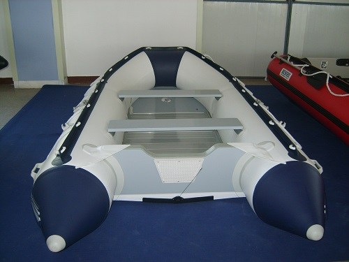 Inflatable boat in a warehouse